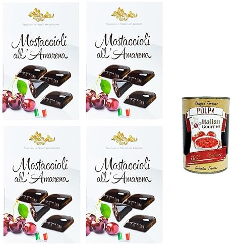 Maja Mini Mustaccioli Gusto Amarena Mini Mustaccioli Schwarzkirschgeschmack, klassisches Weihnachtsdessert 4x200gr + Italian Gourmet polpa 400g von Italian Gourmet E.R.