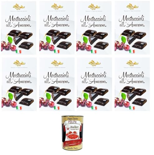 Maja Mini Mustaccioli Gusto Amarena Mini Mustaccioli Schwarzkirschgeschmack, klassisches Weihnachtsdessert 8x200gr + Italian Gourmet polpa 400g von Italian Gourmet E.R.