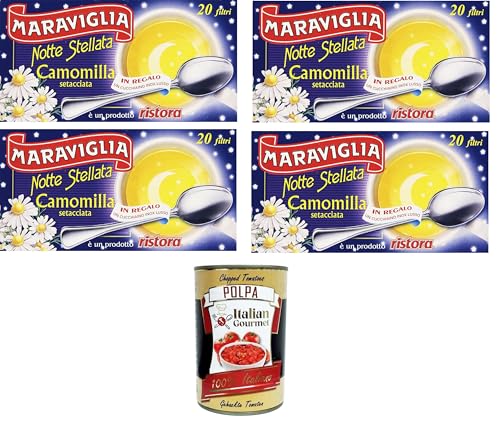 Maraviglia Notte Stellata Camomilla Setacciata, Sternennacht gesiebte Kamille, 20 Filter 4x 32gr + Italian Gourmet polpa 400g von Italian Gourmet E.R.