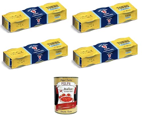 Marca Scudo- Tonno Al naturale Natürlicher Thunfisch12x 80gr (3x80gr)+ Italian Gourmet polpa 400g von Italian Gourmet E.R.