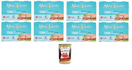 Mare Aperto Tonno al Naturale con un pizzico di sale Natürlicher Thunfisch mit einer Prise Salz 8x 480gr Packung mit 6 80g-Dosen + Italian Gourmet polpa 400g von Italian Gourmet E.R.