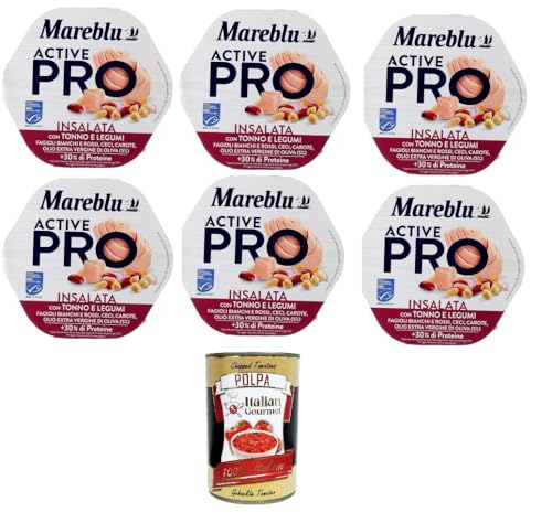 Mareblu Active Pro Insalata Con Tonno E Legumi Pro Salat mit Thunfisch und Hülsenfrüchten 6x220gr + Italian Gourmet polpa 400g von Italian Gourmet E.R.