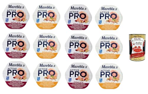 Mareblu Active Pro Testpaket Insalata Con Tonno E Legumi, Tonno e Quinoa Pro Salat mit Thunfisch und Hülsenfrüchten,Thunfisch und Quinoa 12x220gr + Italian Gourmet polpa 400g von Italian Gourmet E.R.