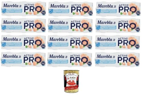 Mareblu Active Pro Tonno Al Naturale, Natural Thunfisch 12 Packungen 3x60gr +Italian Gourmet pelati 400gr von Italian Gourmet E.R.