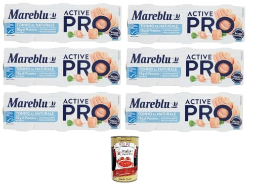 Mareblu Active Pro Tonno Al Naturale, Natural Thunfisch 6 Packungen 3x60gr +Italian Gourmet pelati 400gr von Italian Gourmet E.R.