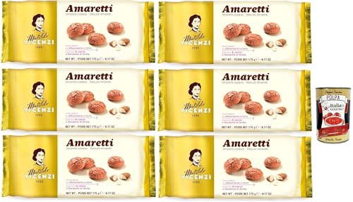 Matilde Vicenzi - Biscotti Amaretti, Pasticcini Tradizionali, Knusprig und bröckelig kekse, buiscuits mit Mandeln aus Sizilien, 6x 175g + Italian Gourmet polpa 400g von Italian Gourmet E.R.