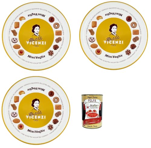 Matilde Vicenzi - Biscotti Minivoglie, Auswahl an Gebäck, Shortcruste Shortbread Chocolate, Sahne oder Marmelade, Butter oder Kakao Shortbreads in einer Blitzbox,3x 500 g + Italian Gourmet polpa 400g von Italian Gourmet E.R.