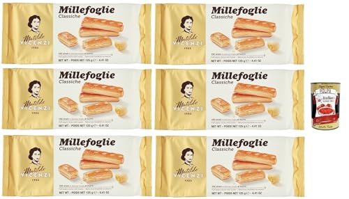 Matilde Vicenzi Millefoglie Classiche, Italienische Blätterteigstangen, zart, leicht und knusprig mit unwiderstehlicher und butterartiger Geschmack! 6x 125g kekse + Italian Gourmet polpa 400g von Italian Gourmet E.R.