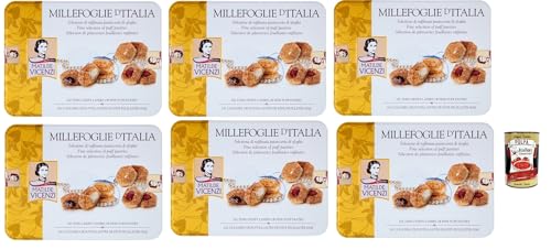 Matilde Vicenzi - Millefoglie di Matilde, Auswahl des raffinierten Gebäcks aus Blätterteig, Bissen und gemischten Donuts in einer eleganten Geschenkbox, 6x 375 Gr + Italian Gourmet polpa 400g von Italian Gourmet E.R.