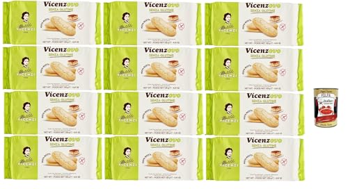 Matilde Vicenzi - Savoiardi Vicenzovo, Laktose und glutenfrei, traditionelle, einfache und leichte Kekse, hergestellt mit 26% frischen Eiern, Zucker und Mehl, 12x 125gr + Italian Gourmet polpa 400g von Italian Gourmet E.R.