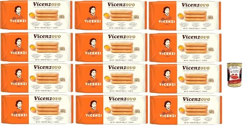 Matilde Vicenzi - Savoiardi Vicenzovo, Traditionelle, einfache und leichte Kekse, hergestellt mit 26% frischen Eiern, Zucker und Mehl, 12x 300 g + Italian Gourmet polpa 400g von Italian Gourmet E.R.