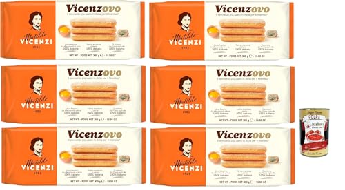 Matilde Vicenzi - Savoiardi Vicenzovo, Traditionelle, einfache und leichte Kekse, hergestellt mit 26% frischen Eiern, Zucker und Mehl, 6x 300 g + Italian Gourmet polpa 400g von Italian Gourmet E.R.