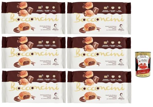 Matilde Vicenzi millefoglie Bocconcini al cioccolato, Blätterteigbacken, knusprige und zarte, süße Snack aus raffiniertem Gebäck, gefüllt mit Schokoladencreme 6x 100g + Italian gourmet polpa 400g von Italian Gourmet E.R.