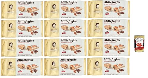 Matilde Vicenzi millefoglie snack alla nocciola , Blätterteigbacken, knusprige und zarte, snack gefüllt von Haselnusscreme 12x 125g + Italian gourmet polpa 400g von Italian Gourmet E.R.