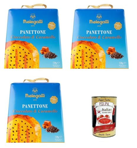 Melegatti 1894 Panettone Cioccolato e Caramello Schokoladen- und Karamell-Panettone 3x750gr + Italian Gourmet polpa 400g von Italian Gourmet E.R.