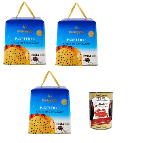 Melegatti 1894 Panettone mit Schokoladenstückchen Emilia Zaini 3x750gr + Italian Gourmet polpa 400g von Italian Gourmet E.R.