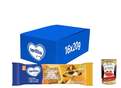 Mellin Barretta, gusto carote, cannella, avena e uvetta, senza glutine, dal 12 mese. 16x 20g + Italian Gourmet polpa 400g von Italian Gourmet E.R.