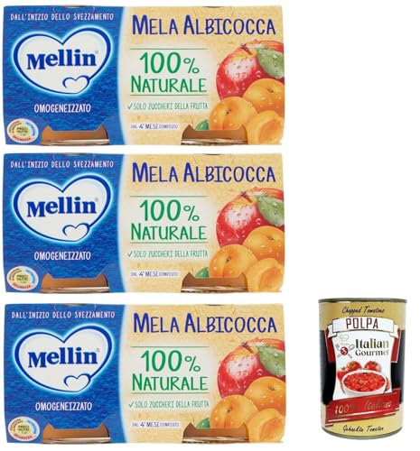 Mellin Mela Albicocca 100% Naturale Omogeneizzato 6 x 100 g + Italian Gourmet polpa 400g von Italian Gourmet E.R.