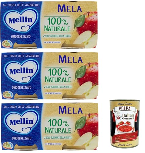 Mellin Omogeneizzato di Frutta Mela 100% Naturale, 3x 100 g + Italian Gourmet polpa 400g von Italian Gourmet E.R.