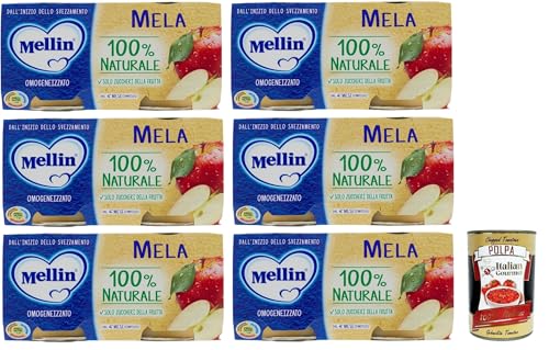 Mellin Omogeneizzato di Frutta Mela 100% Naturale, 6x 100 g + Italian Gourmet polpa 400g von Italian Gourmet E.R.