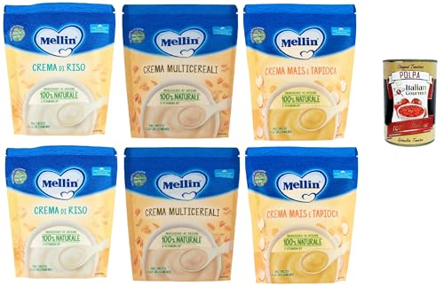 Mellin TestPaket Creme, Crema riso - Multicereali - Mais e tapioca , 6x 200g + italian Gourmet polpa 400g von Italian Gourmet E.R.