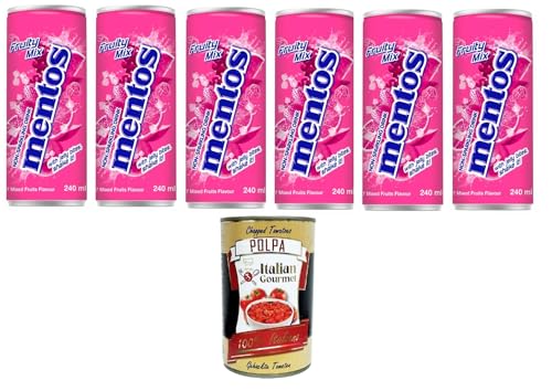 Mentos Fruity Mix, Erfrischungsgetränk mit Fruchtgeschmack und Kokosnussgeleestückchen, 6x240 ml+ Italian Gourmet polpa 400g von Italian Gourmet E.R.