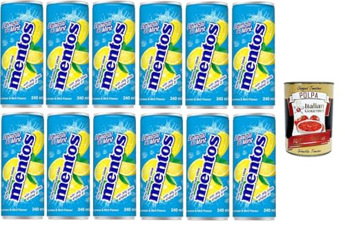 Mentos Lemon & Mint, Erfrischungsgetränk mit Zitronen- und Minzgeschmack und Kokosgeleestückchen, 12x240 ml+ Italian Gourmet polpa 400g von Italian Gourmet E.R.