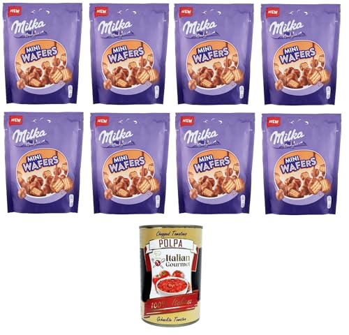 Milka Mini Wafers,Wafer ricoperto di cioccolato al latte delle Alpi Waffel umhüllt von Alpenmilchschokolade 8x110gr + Italian Gourmet polpa 400g von Italian Gourmet E.R.