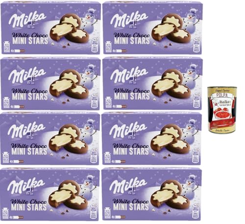 Milka White Choco Mini Stars,Weiße Schoko-Ministerne, 8x150 gr+ Italian Gourmet Polpa di Pomodoro 400g von Italian Gourmet E.R.