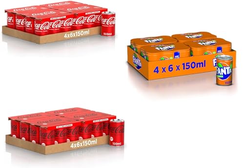 Mini Dosen 24 x 150ml + Zero Mini Dosen 24x 150ml + Fanta Orange 150ml Mini Dosen 24x 150ml, 100% recycelbare Dose, nicht -alkoholisches Getränk von Italian Gourmet E.R.