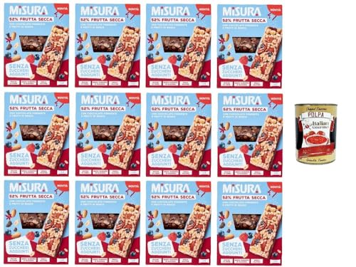 Misura Barretta con Frutta Secca, Cioccolato Fondente e Frutti di BoscoRiegel mit Trockenfrüchten, dunkler Schokolade und Beeren | Ohne Zuckerzusatz 12x120gr + Italian Gourmet polpa 400g von Italian Gourmet E.R.