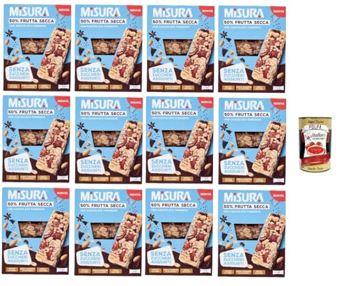 Misura Barretta con Frutta Secca e Cioccolato Fondente Riegel mit Trockenfrüchten und dunkler Schokolade | Ohne Zuckerzusatz 12x120gr+ Italian Gourmet polpa 400g von Italian Gourmet E.R.