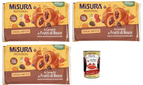 Misura Multicereali Cornetti Ai Frutti Di Bosco, Kuchen Multi -Müsli, Multikereals,Croissants mit Beeren 3x 298g + Itlaian Gourmet polpa 400g von Italian Gourmet E.R.