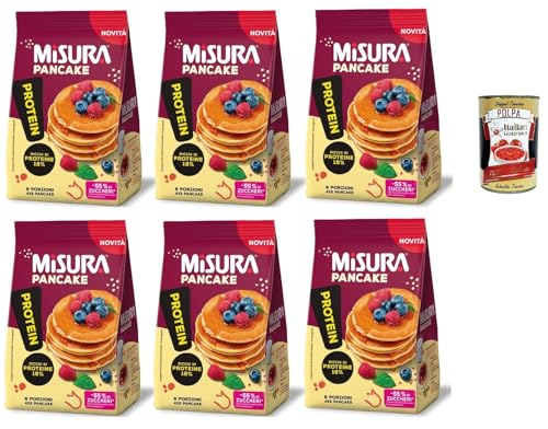 Misura Protein Pancake, Proteinreiche Pfannkuchen, 6x 200g Packung, Jede Packung enthält 8 Einzelportionen, zum Verzehr bereit + IItalian Gourmet polpa 400g von Italian Gourmet E.R.