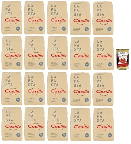 Molino Casillo, Semola di Grano Duro "La pasta", Hartweizengrieß, 100% italienisch, ideal für die Vorbereitung einer Pasta mit einem authentischen Geschmack 20x 1kg + Italian Gourmet polpa 400g von Italian Gourmet E.R.