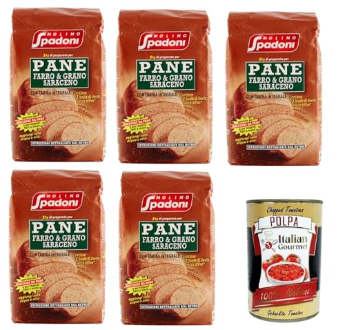 Molino Spadoni- Farina Per Pane Farro & Grano Saraceno Dinkel- und Buchweizenbrotmehl 5x1kg + Italian Gourmet polpa 400g von Italian Gourmet E.R.