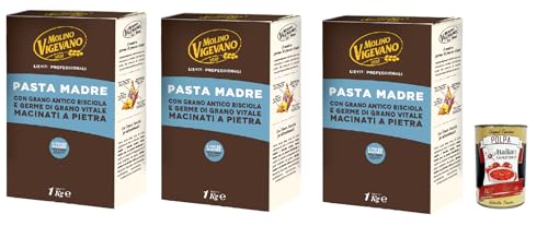 Molino Vigevano, Pasta Madre con grano antico Risciola e germe di grano vitale, Mutter Pasta mit Antiquitätenweizen -Rikscha und Steingasse Vital Weizenkeise 3x 1kg + Italian Gourmet polpa 400g von Italian Gourmet E.R.