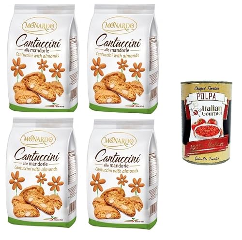 Monardo Cantuccini mit Mandeln, Mandel-Kekse, 4x150gr + Italian gourmet polpa 400g von Italian Gourmet E.R.