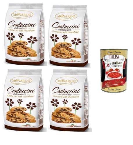 Monardo Cantuccini mit Schokolade, knusprige italienische Mandelkekse, 4x150g + Italian gourmet polpa 400g von Italian Gourmet E.R.