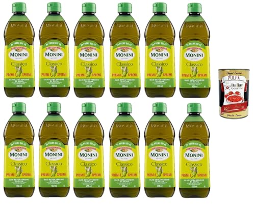 Monini Classico Premi e Spremi Olio Extra Vergine di Oliva Squeeze Natives Olivenöl Extra PET 12x 450ml+ Italian Gourmet Polpa di Pomodoro 400g von Italian Gourmet E.R.