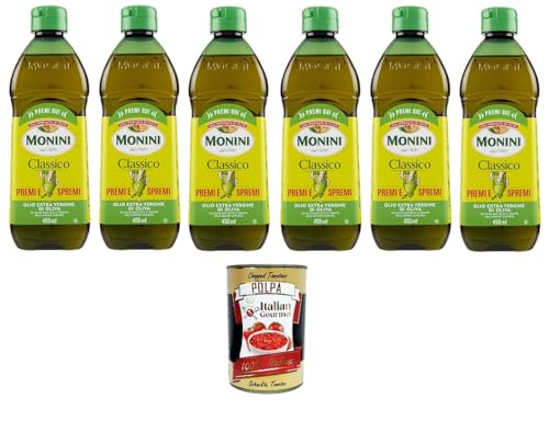 Monini Classico Premi e Spremi Olio Extra Vergine di Oliva Squeeze Natives Olivenöl Extra PET 6x 450ml+ Italian Gourmet Polpa di Pomodoro 400g von Italian Gourmet E.R.