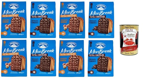 Monviso monbreak Testpaket cioccolato fondente e gianduja dunkle Schokolade und Gianduja 8x180gr+ Italian Gourmet polpa 400g von Italian Gourmet E.R.