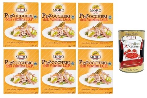 Moro dal 1868- Pizzoccheri della Valtellina I.G.P. Mit Vollkornmehl, Ballaststoffquelle 6x 500gr + Italian Gourmet Polpa 400g von Italian Gourmet E.R.