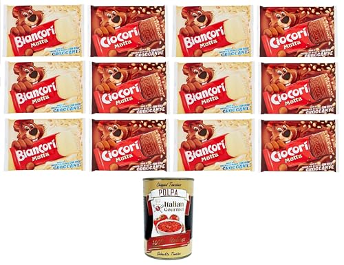 Motta Ciocorì & Biancorì weißer Schokoladensnack mit knusprigem Biancorì-Reis,Milchschokoladen-Snack mit knusprigem Ciocorì-Reis 12x110gr+ Italian Gourmet polpa 400g von Italian Gourmet E.R.