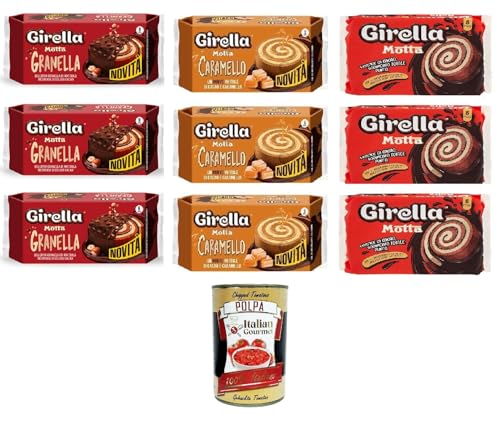 Motta Girella Testpaket Klassisch, mit Kakao und Karamell, umhüllt von Körnern und Schokolade 3x210gr 6x240gr+ Italian Gourmet polpa 400g von Italian Gourmet E.R.