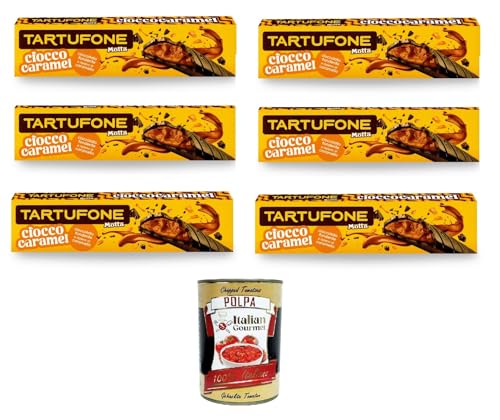 Motta Tartufone Ciocco Caramel Barra Cioccolato Fondente e Caramello Ciocco Karamell-Riegel aus dunkler Schokolade und Karamell, 6x 150 g + Italian Gourmet polpa 400g von Italian Gourmet E.R.