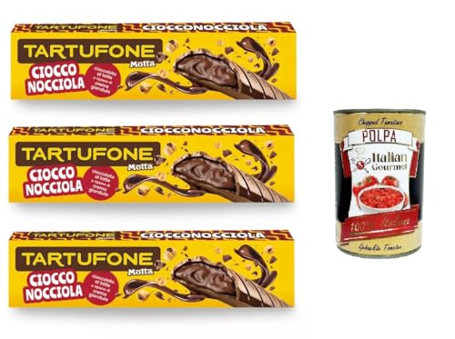 Motta Tartufone Ciocco Nocciola Barra di Cioccolato a Latte e Nocciole Tartufone Chocolate Haselnuss-Milchschokolade und Haselnuss-Riegel 3x 150 g+ Italian Gourmet polpa 400g von Italian Gourmet E.R.