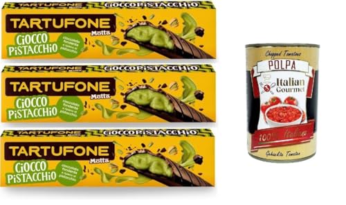 Motta Tartufone Ciocco Pistacchio Barra di Cioccolato Fondente con Ripieno al Pistacchio Tartufone Ciocco Pistachio Dark Chocolate Bar mit Pistazienfüllung 3x150g+ Italian Gourmet polpa 400g von Italian Gourmet E.R.