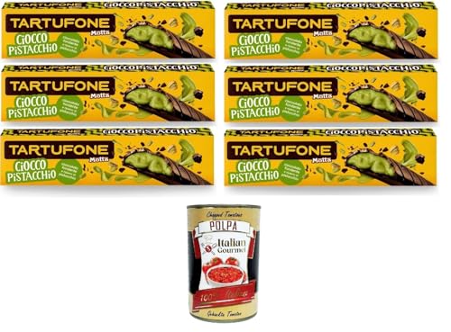 Motta Tartufone Ciocco Pistacchio Barra di Cioccolato Fondente con Ripieno al Pistacchio Tartufone Ciocco Pistachio Dark Chocolate Bar mit Pistazienfüllung 6x150g+ Italian Gourmet polpa 400g von Italian Gourmet E.R.