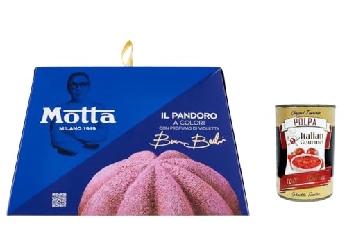 Motta il Pandoro a Colori con Profumo di Violetta, Weihnachtskuchen mit dem Duft von Violett, Butter und Zitrone 800 g + Italian Gourmet polpa 400g von Italian Gourmet E.R.